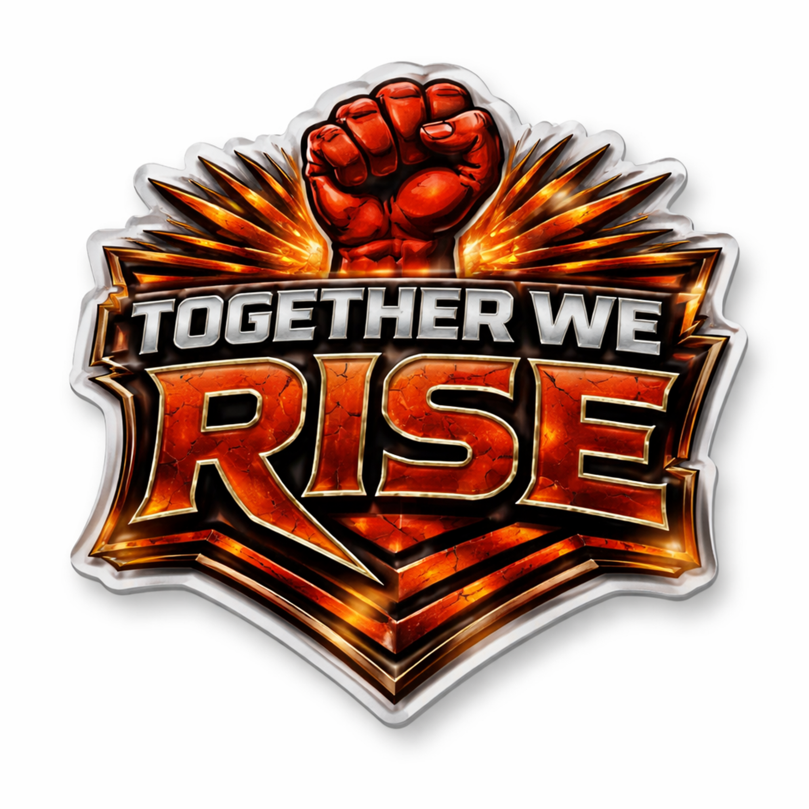 TWR Pin Together We Rise! – Custom Shape 1-Layer Acrylic Pin - Image 1
