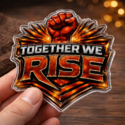 Together We Rise! – Custom Shape 1-Layer Acrylic Pin - Image 2