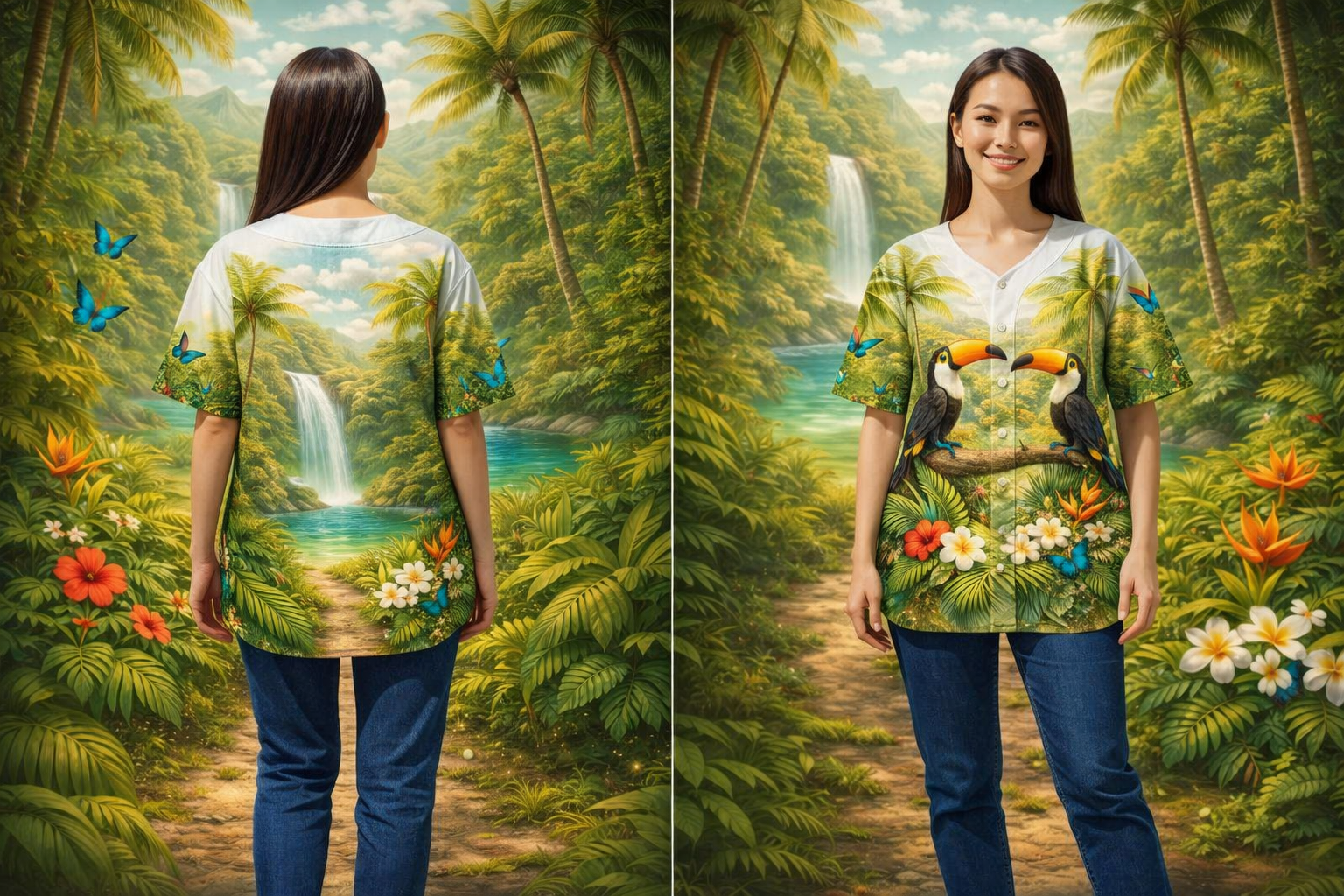 Tropical Paradise Jersey For Womens Together We Rise – Tropical Paradise Baseball Jersey - Image 1